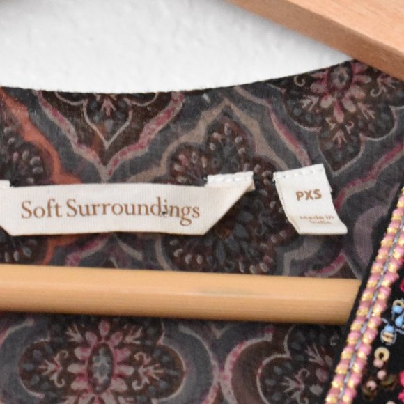 Soft Surroundings Mosaic Boho Embroidered & Beaded Blouse - Picture 8 of 12